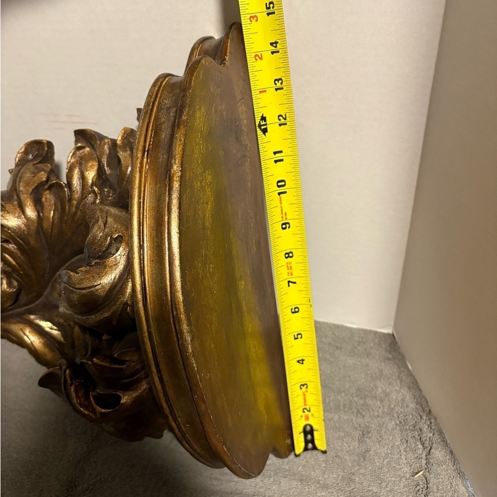 7X15X19 Hollywood Regency Wall Shelf Sconce Shelf Gold Resin Carved Style - Picture 6 of 7